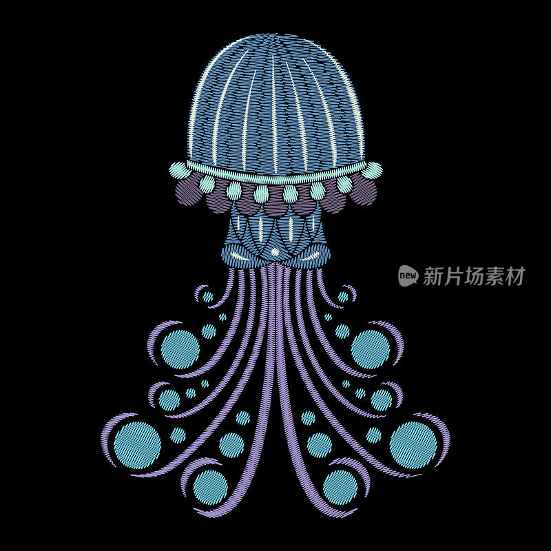Embroidery jellyfish textile design